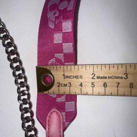 Betsey Johnson XOVALLI Pink Skull Crossbones Embroidered Crossbody Shoulder Bag - Picture 11 of 12